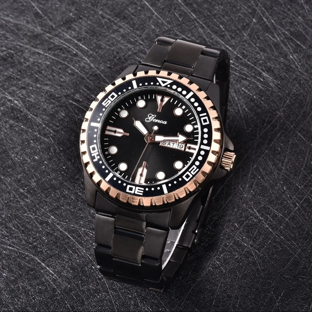 Genoa ION Plated Black Stainless Steel Watch